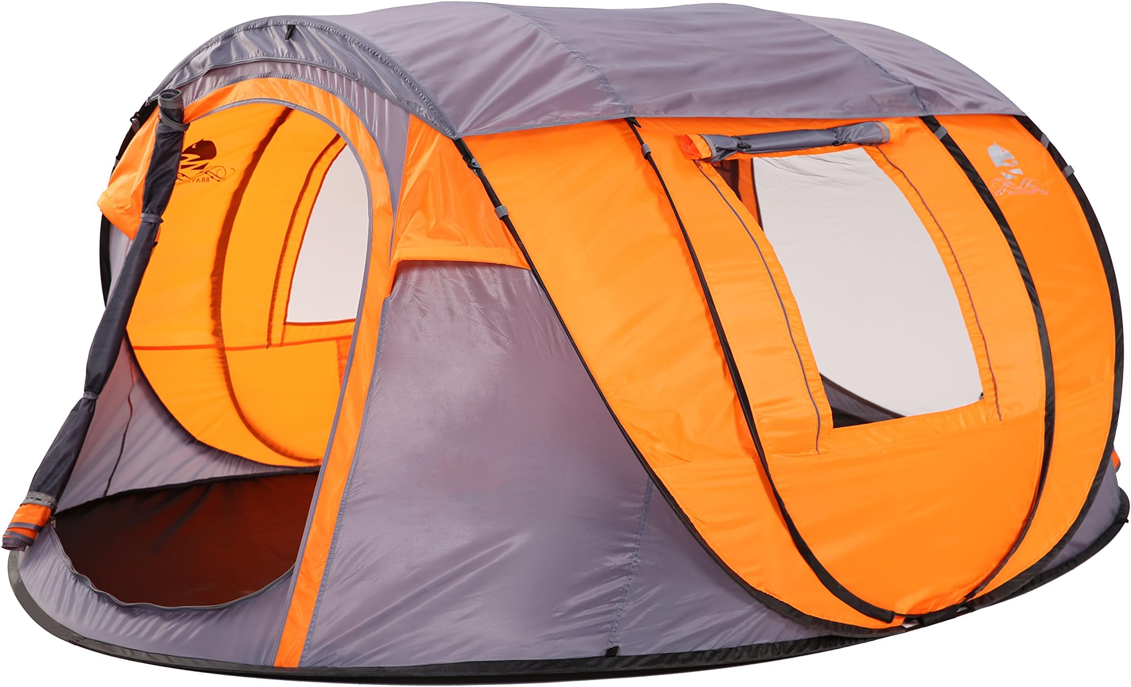 Tent for Camping Instant Fast Pitch Pop Up Tent with Skywindow-Durable Portable Easy Up Shelter with 12 Stakes & Carrying Bag, Ideal for Family Camping (Orange) (5-6 Person)