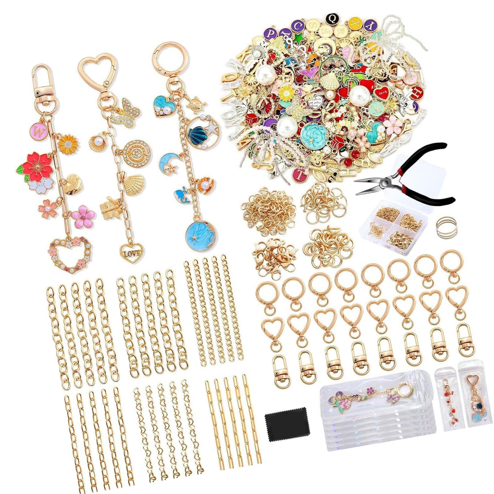Kaeltsyn Practical Keyring Making Supplies with Tassels for Creative Projects and Gifts Keychain Set