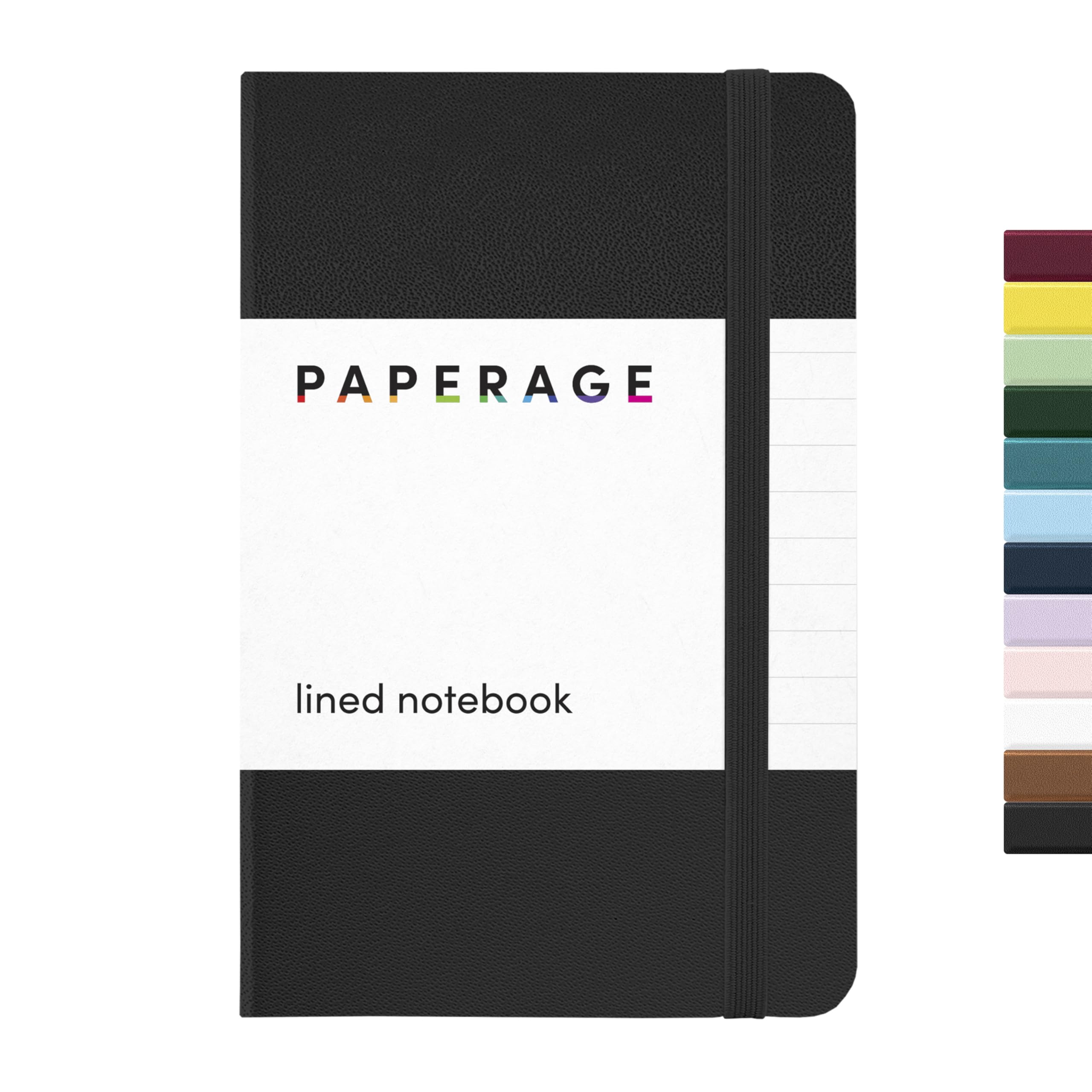 PAPERAGE Lined Pocket Journal Notebook, 1 Pack, (Black), 160 Pages, Small, 3.6 inches x 5.6 inches - 100 GSM Thick Paper, Hardcover