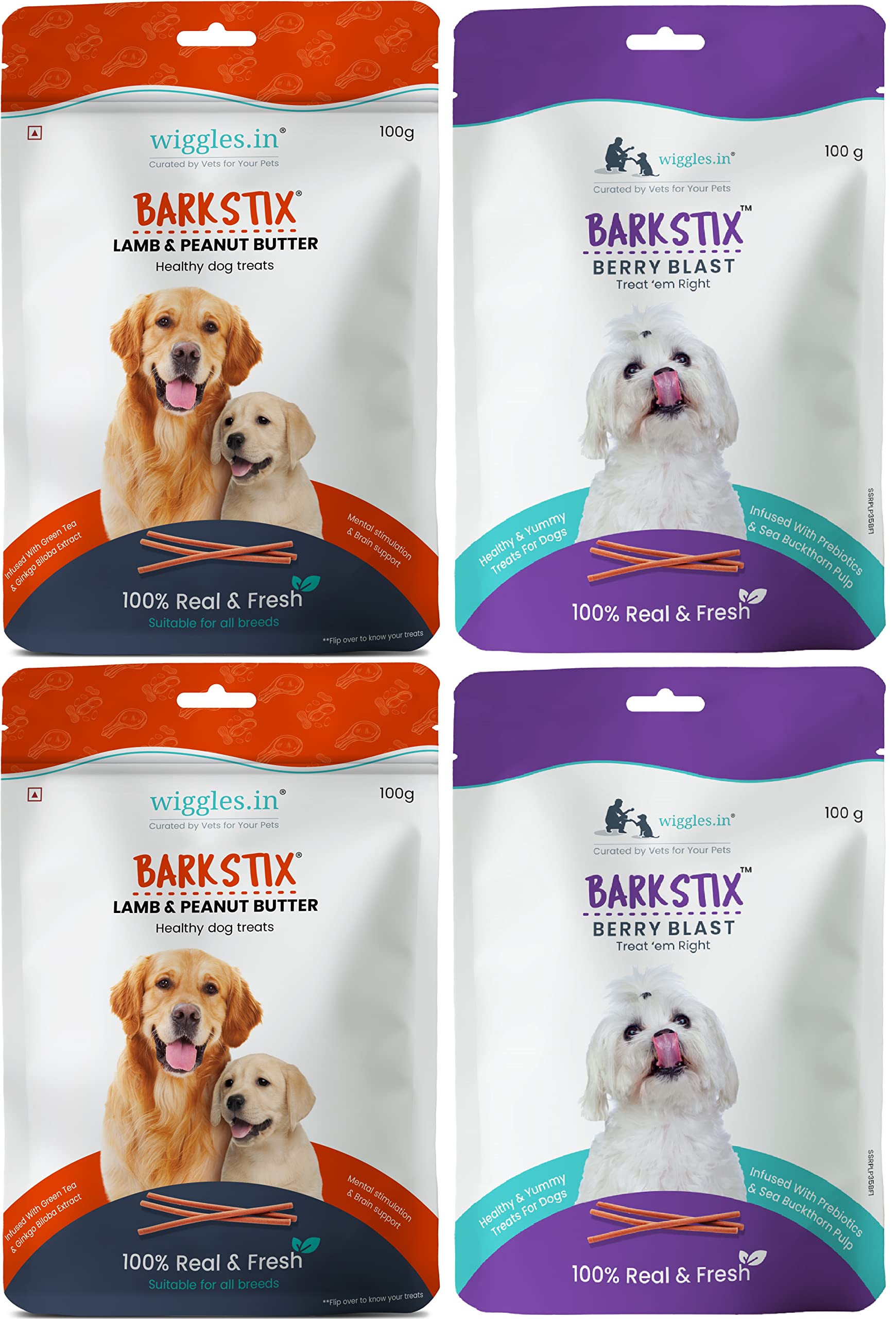 WIGGLES Barkstix Dog Treats for Training Adult Puppies, 200g - Soft Chew Stick Hip, Brain Support - Turmeric, Green Tea (Chicken & Strawberry - Lamb & Peanut Butter) (B0BDVBFHKB) Amazon Price History, Amazon Price Tracker