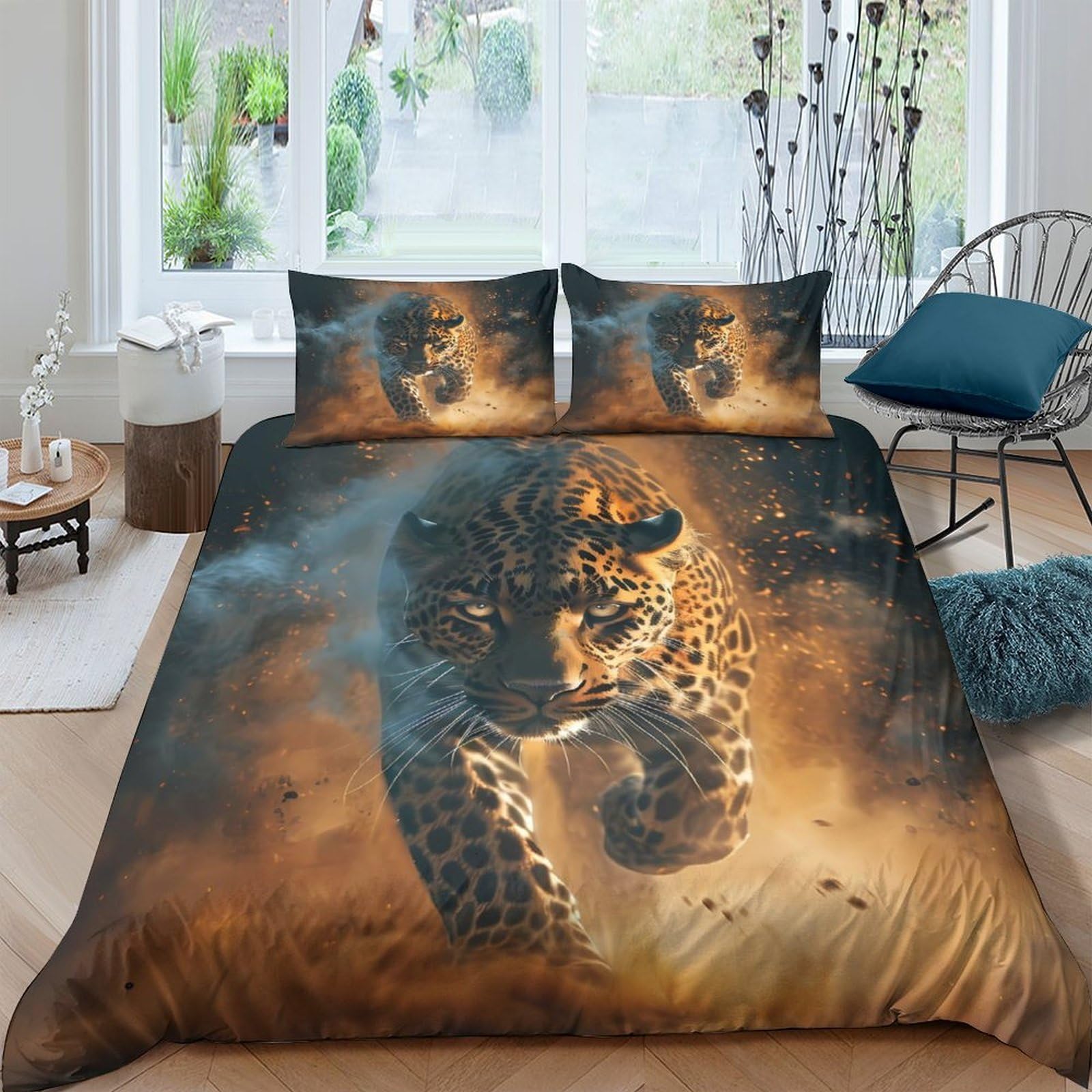 Ctjqhvkz Style-10 3D Printed Wild Leopard Fitted Sheet Microfiber Soft Brown Jungle Mattress Cover For Bedroom Dorm Easy Care Decor Single（135X200cm）