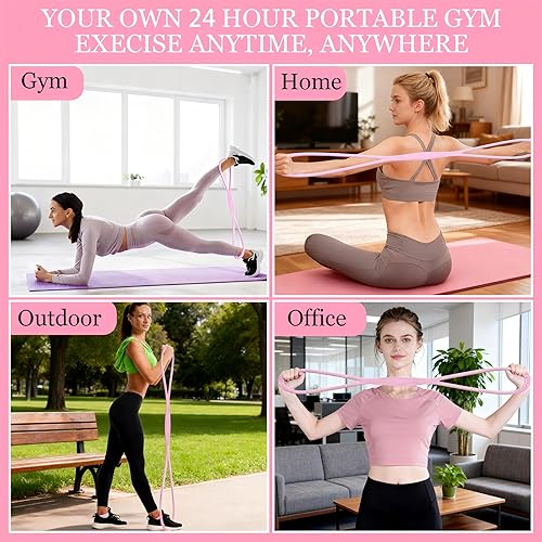 Miniatura 6 de Figura 8 Banda de resistencia de fitness, bandas elásticas para piernas, glúteos, brazos, cuerda elástica de entrenamiento de espalda, banda