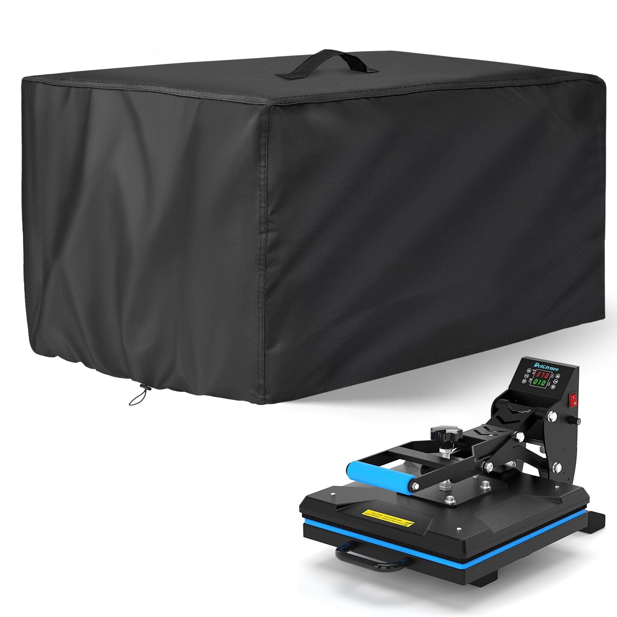 Funda para prensa térmica negra de 17,7 L x 24 W x 16,5 H. Funda para máquina de prensa térmica de tela Oxford 600D, impermeable, a prueba de polvo, duradera y resistente al desgarro.
