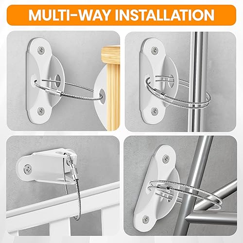 Miniatura 7 de Anclajes para muebles a prueba de bebés (paquete de 10) Anclajes de muebles anti punta que aseguran 400 libras, correas de anclaje de pared para