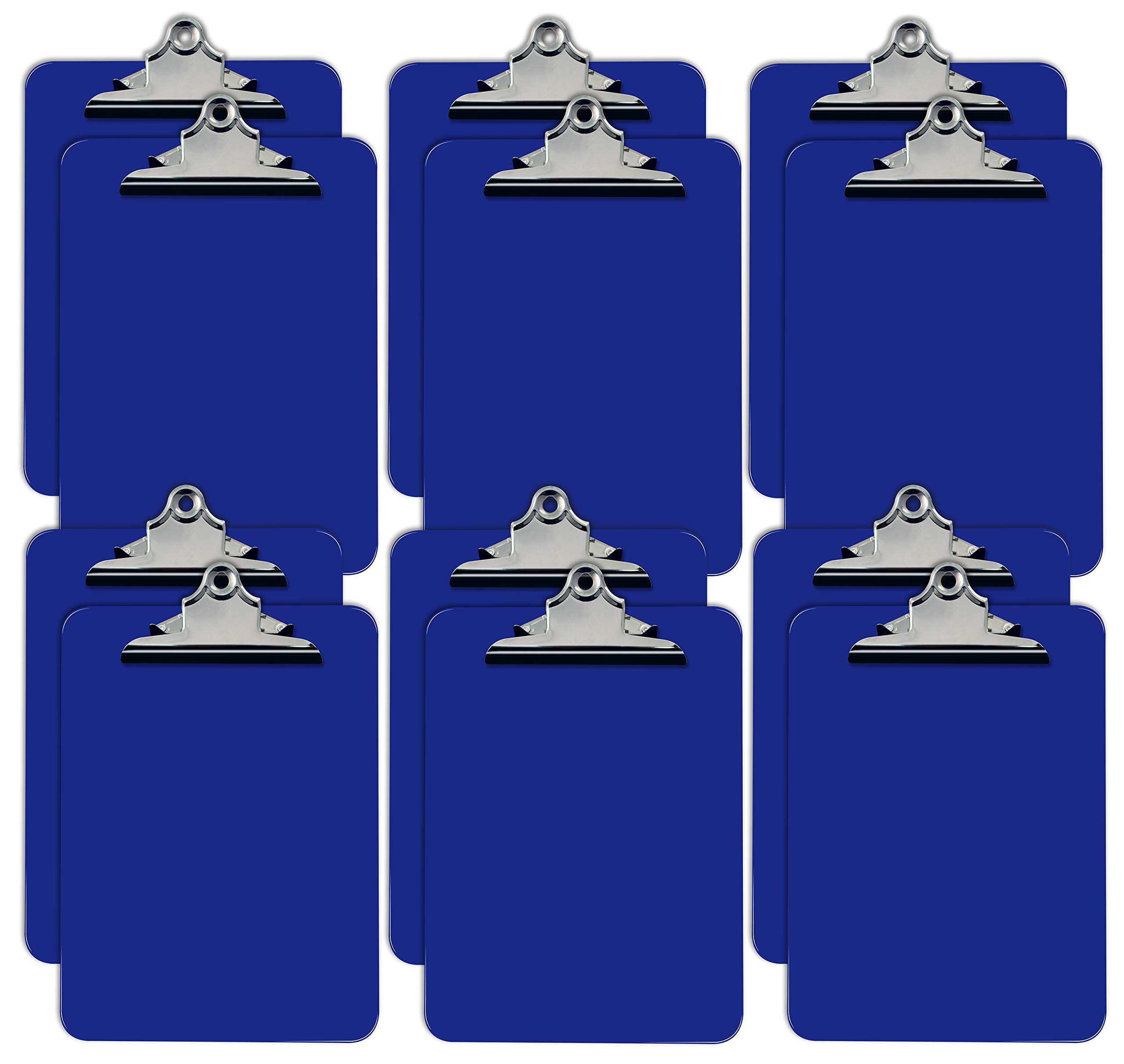 Better Office Products Blue Plastic Clipboards, 12 Pack, Durable, 12.5 x 9 Inch, Standard Metal Clip, Blue, Set of 12