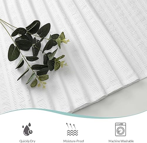 Miniatura 7 de Moga - Cortina de ducha extra larga de 72 x 84 pulgadas, cortina de ducha de tela texturizada en relieve 3D para baño, repelente al agua, lavable a