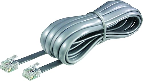Softalk Cable de línea telefónica, accesorio de teléfono fijo plateado de 15 pies (46615)