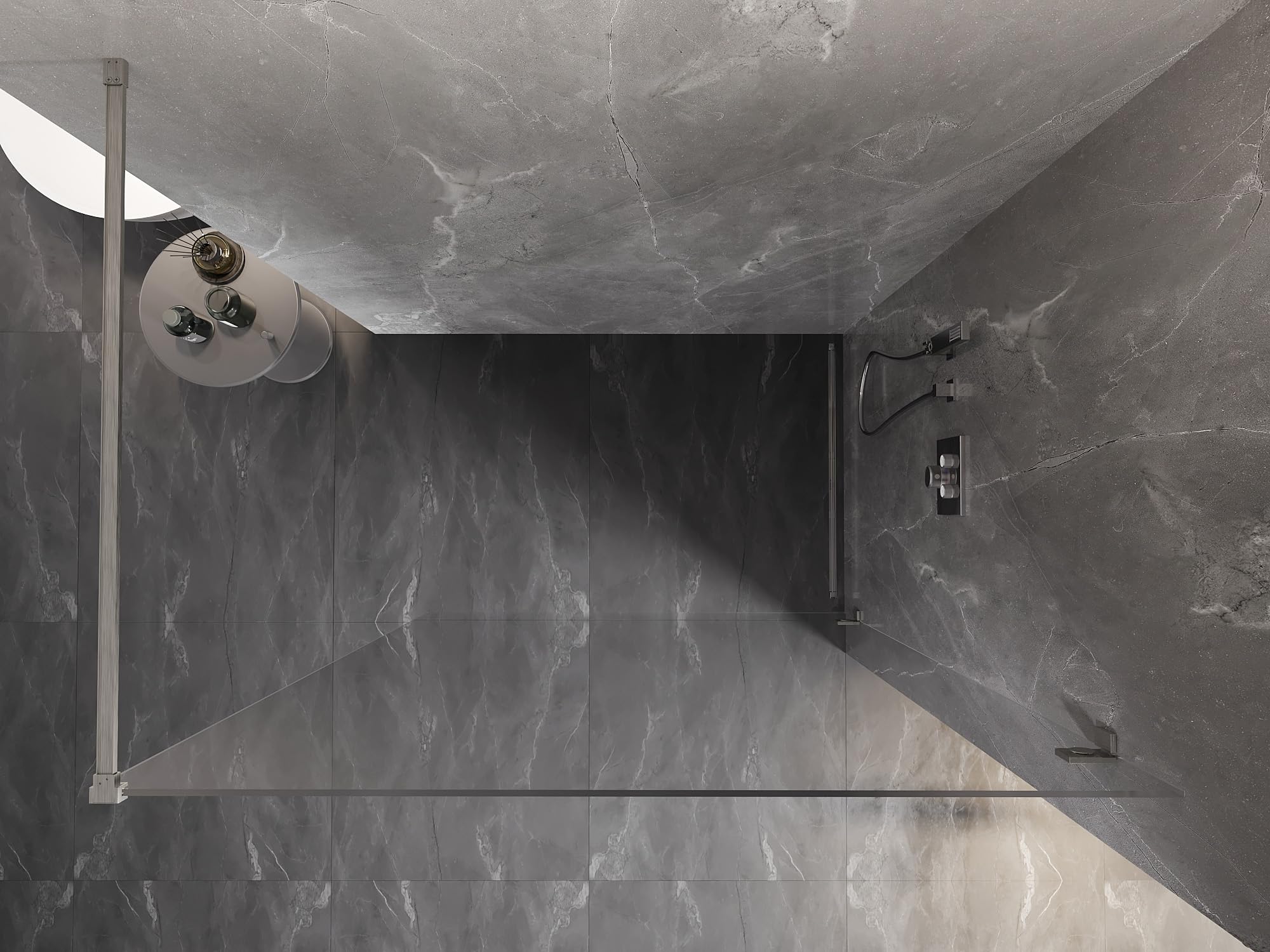 Mexen Lunar Parete Doccia Walk-In Destro 70x200 Trasparente 8mm Nichel Spazzolato