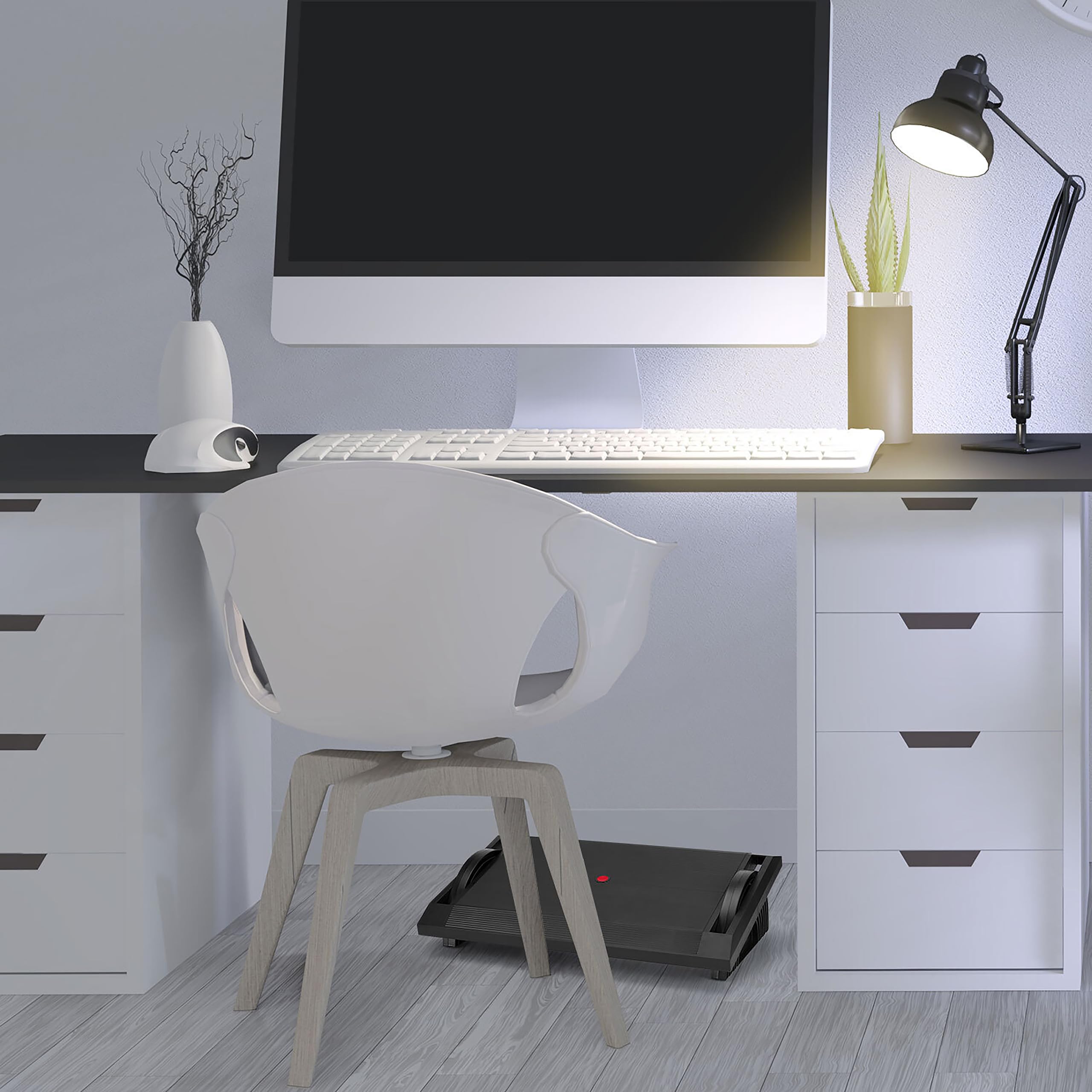 hjh OFFICE 830016 Apoyapiés de Oficina PODI I Reposapiés con función de balanceo, 3 alturas, Apoya pies ergonómico, Negro