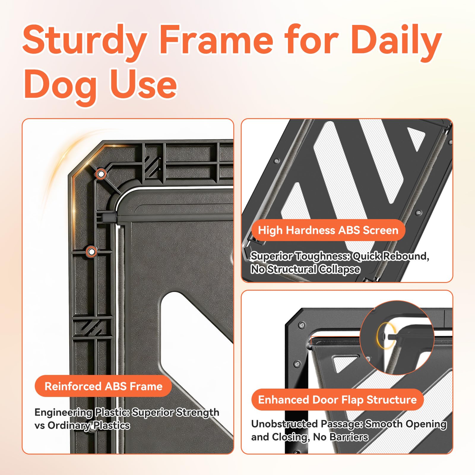 LIBBEPET Zanzariera per porta per cani, con serratura a 2 vie, con chiusura magnetica, telaio in ABS rinforzato, per cani fino a 22,7 kg, passaggio interno 25,4 x 33 cm, nero