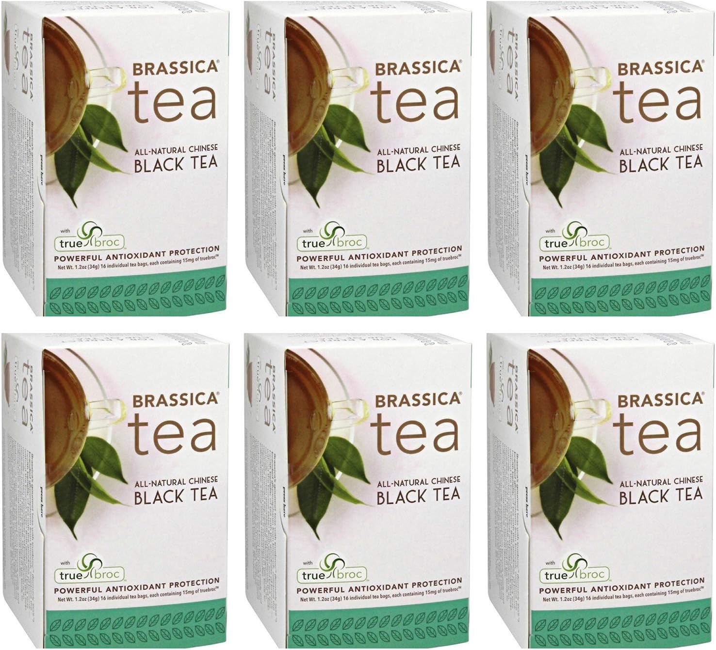Black Tea with truebroc, Case of 6 Boxes (16 Tea Bags Per Box)
