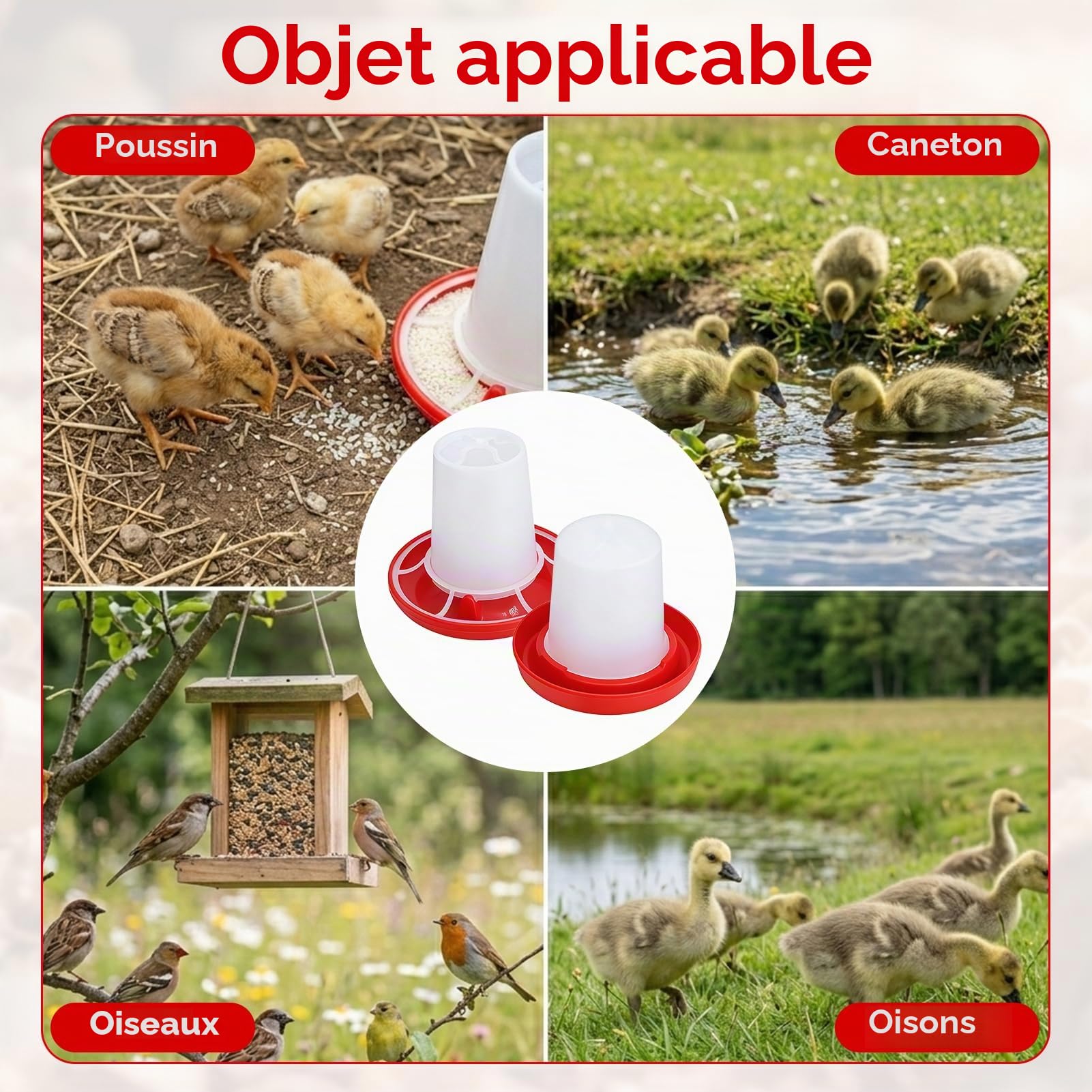 Abreuvoir et Mangeoire Poules, 2PCS Distributeur Eau Poule et Mangeoire Poule, Abreuvoir Poules et Abreuvoir Poussin, Kit Alimentation Volaille pour Jardin, Poulailler et Élevage