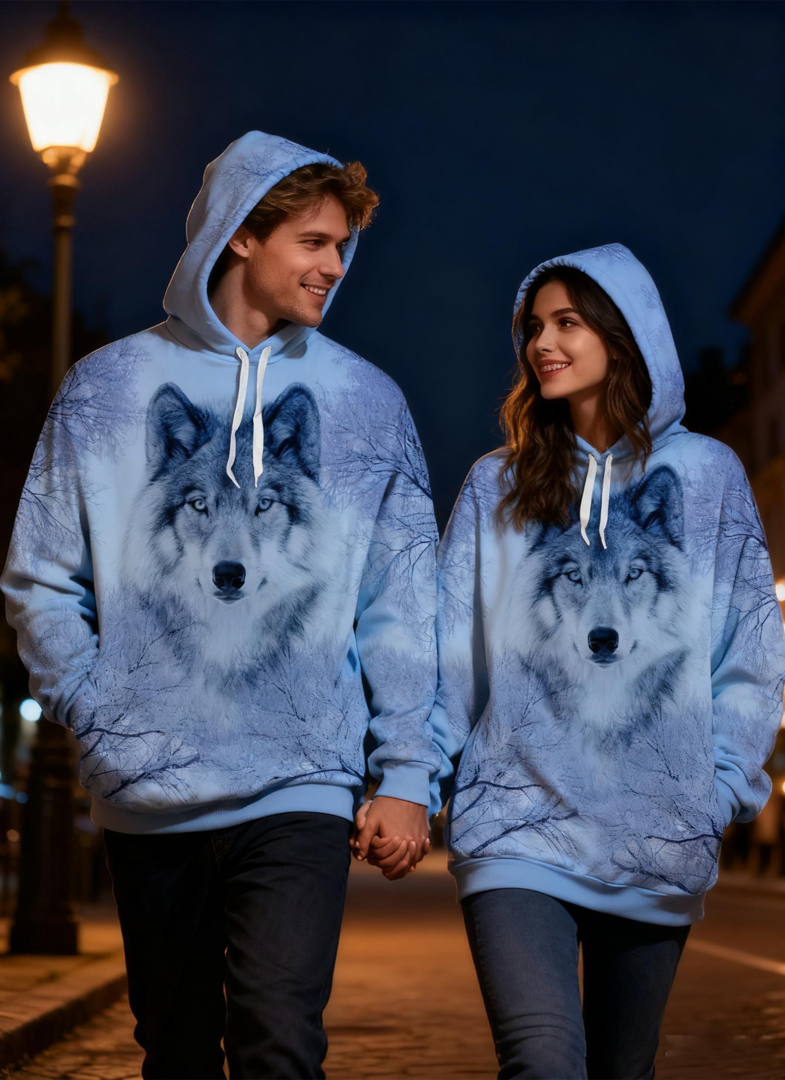 Fanient Sweat à Capuche en Polaire pour Homme et Femme Imprimé Fantaisie 3D Manches Longues avec Capuche pour Homme et Femme