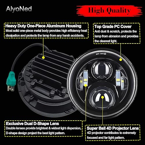 Miniatura 3 de Faro delantero LED de 7 pulgadas para motocicleta con kit de lámpara DOT y soporte de montaje, compatible con Harley Davidson Fatboy Street Glide