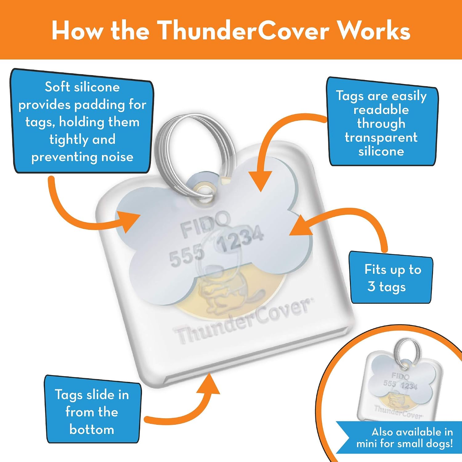 ThunderCover Dog Tag Silencer, Standard, Clear image 2