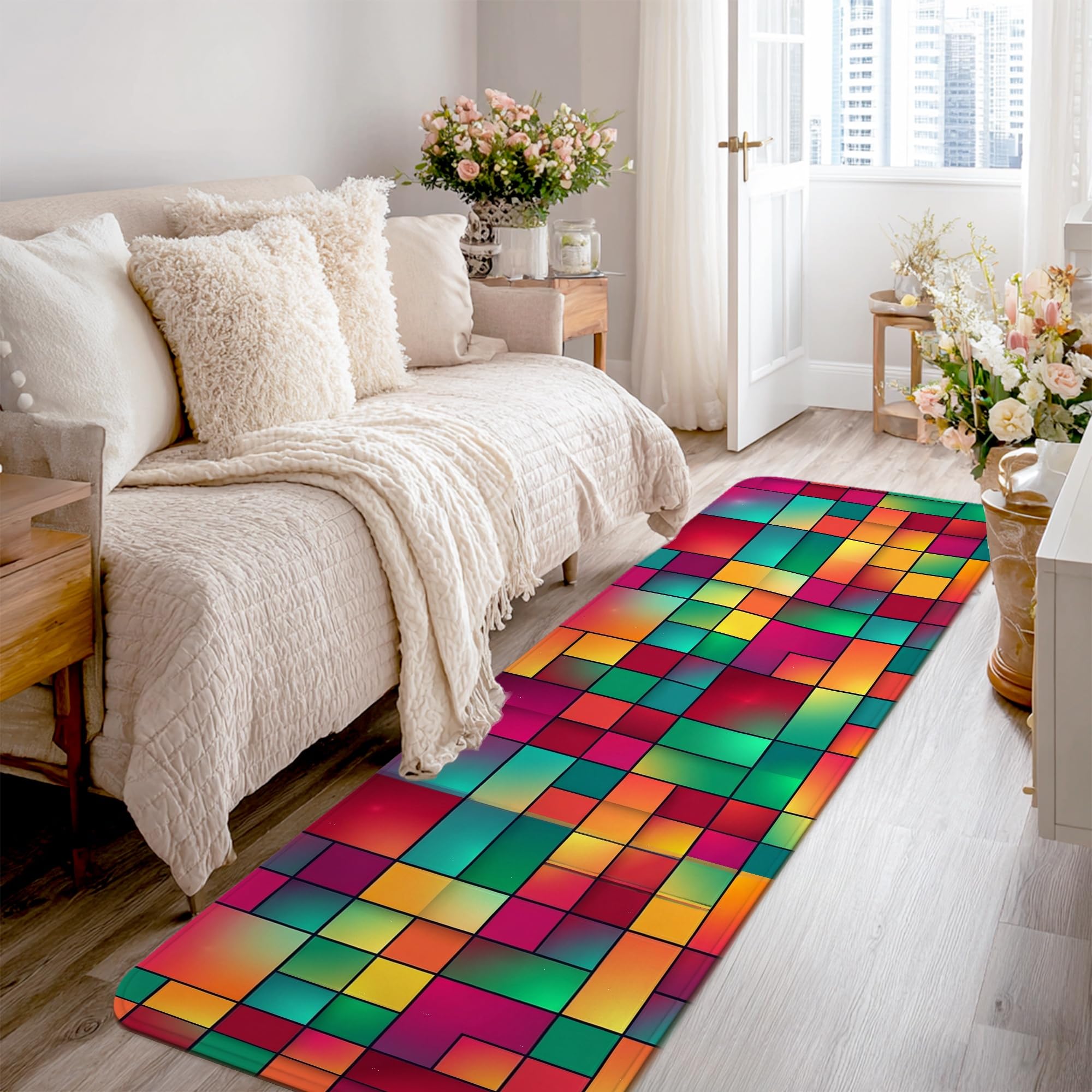 Tapis d'entrée rectangulaire moderne abstrait pour cuisine et chevet