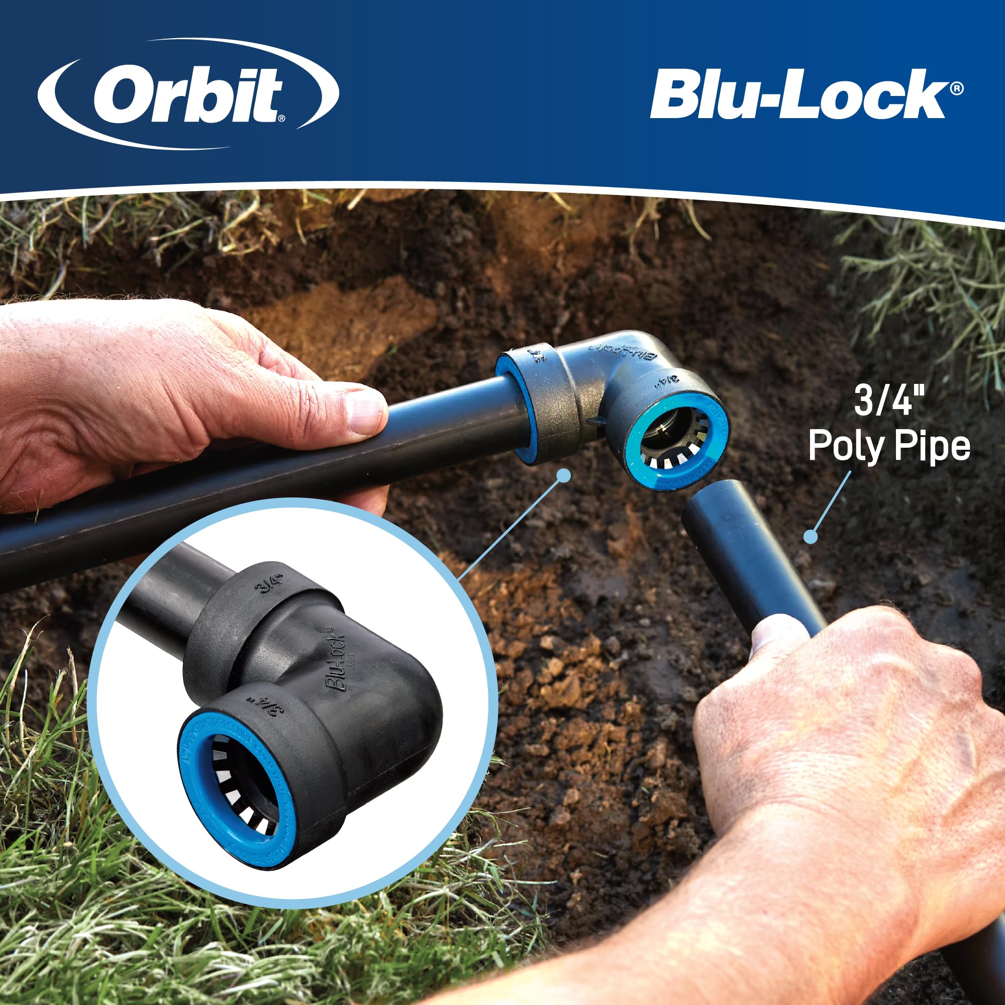 Orbit 31375H - Codo reductor Blu-Lock de 3/4" x FPT de 1/2"