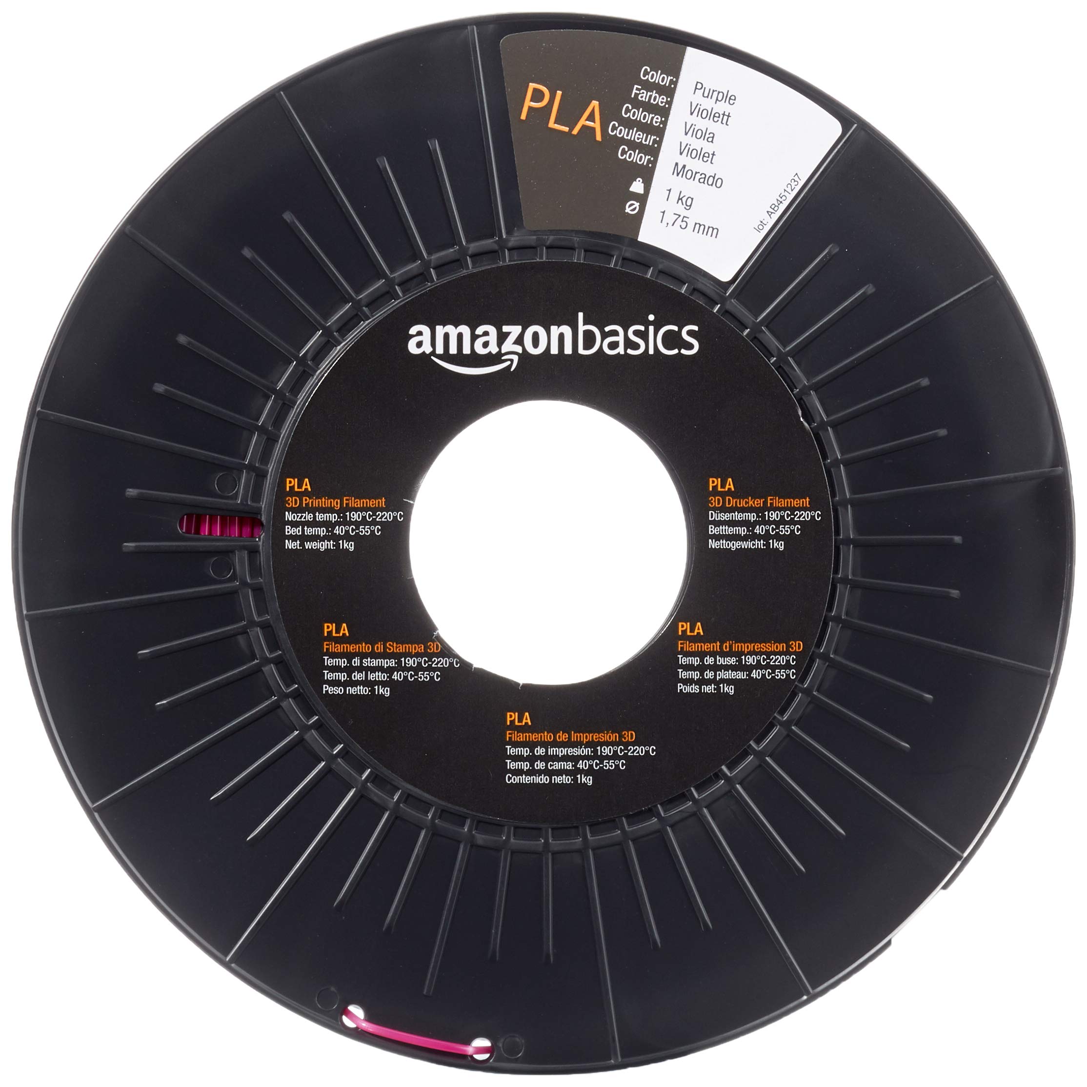 Amazon Basics - Filamento per stampanti 3D, in polilattato (PLA), 1.75 mm, viola, 1 kg per bobina