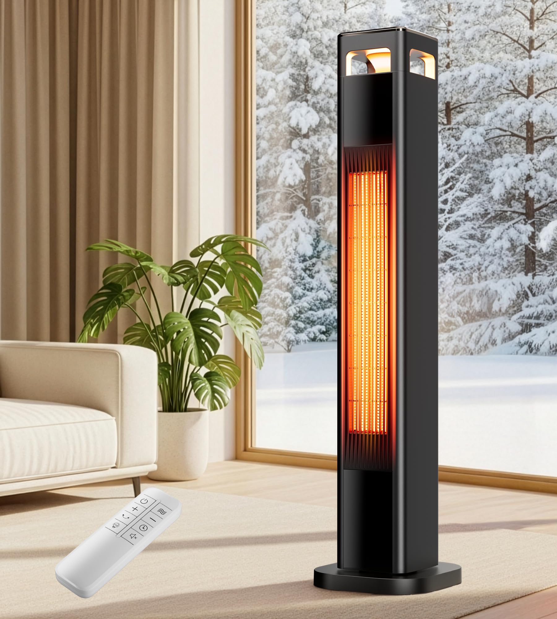 Space Heaters for Large Room 1500 W Electric Heater with Thermostat 24H Timer Indoor Heater with 90 Oscillation