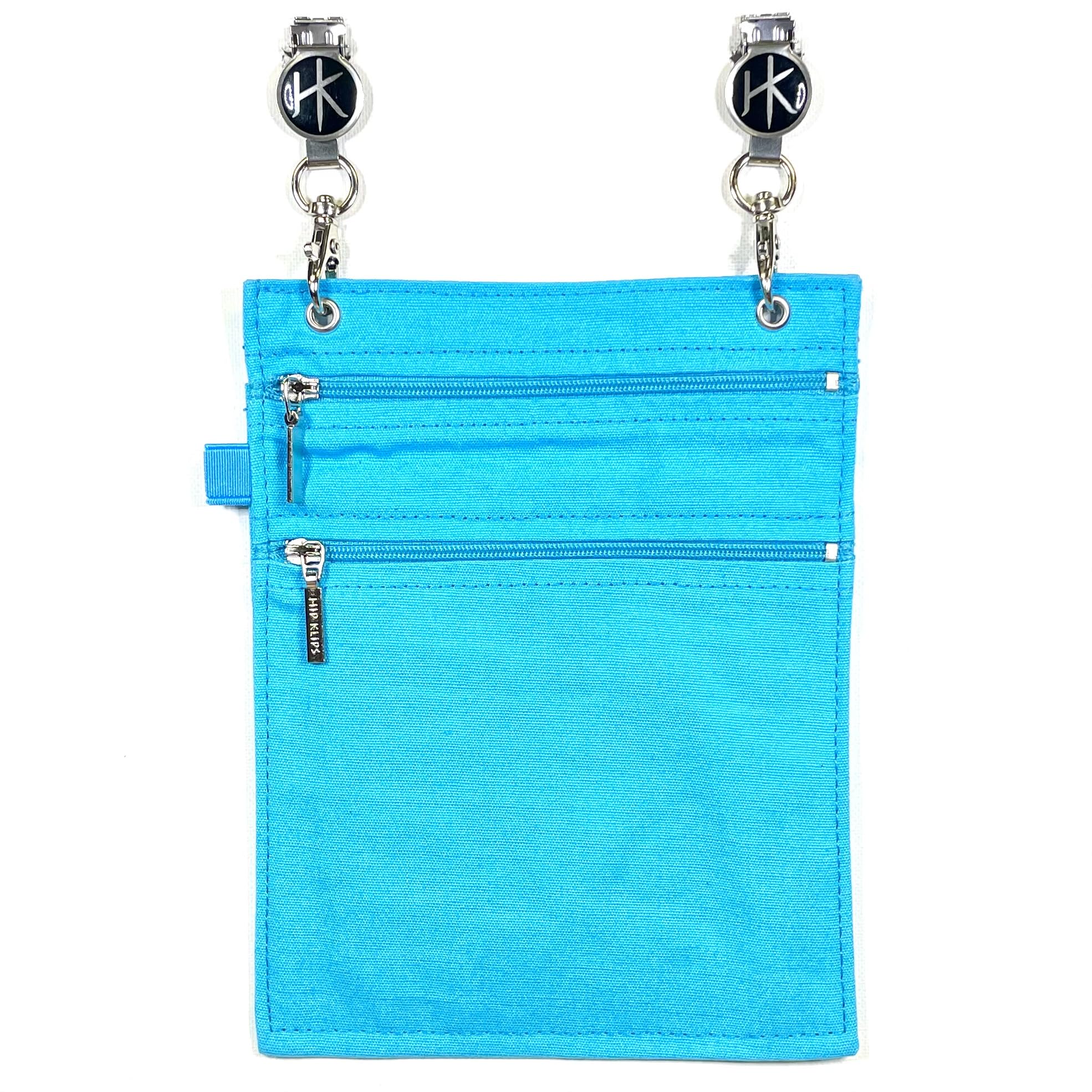 HipKlips Hands-free clippable pocket, Cotton, Customize yourself (Aqua), perfect for Cash, Credit, ID, Cell phone, glasses and more, X-Large,