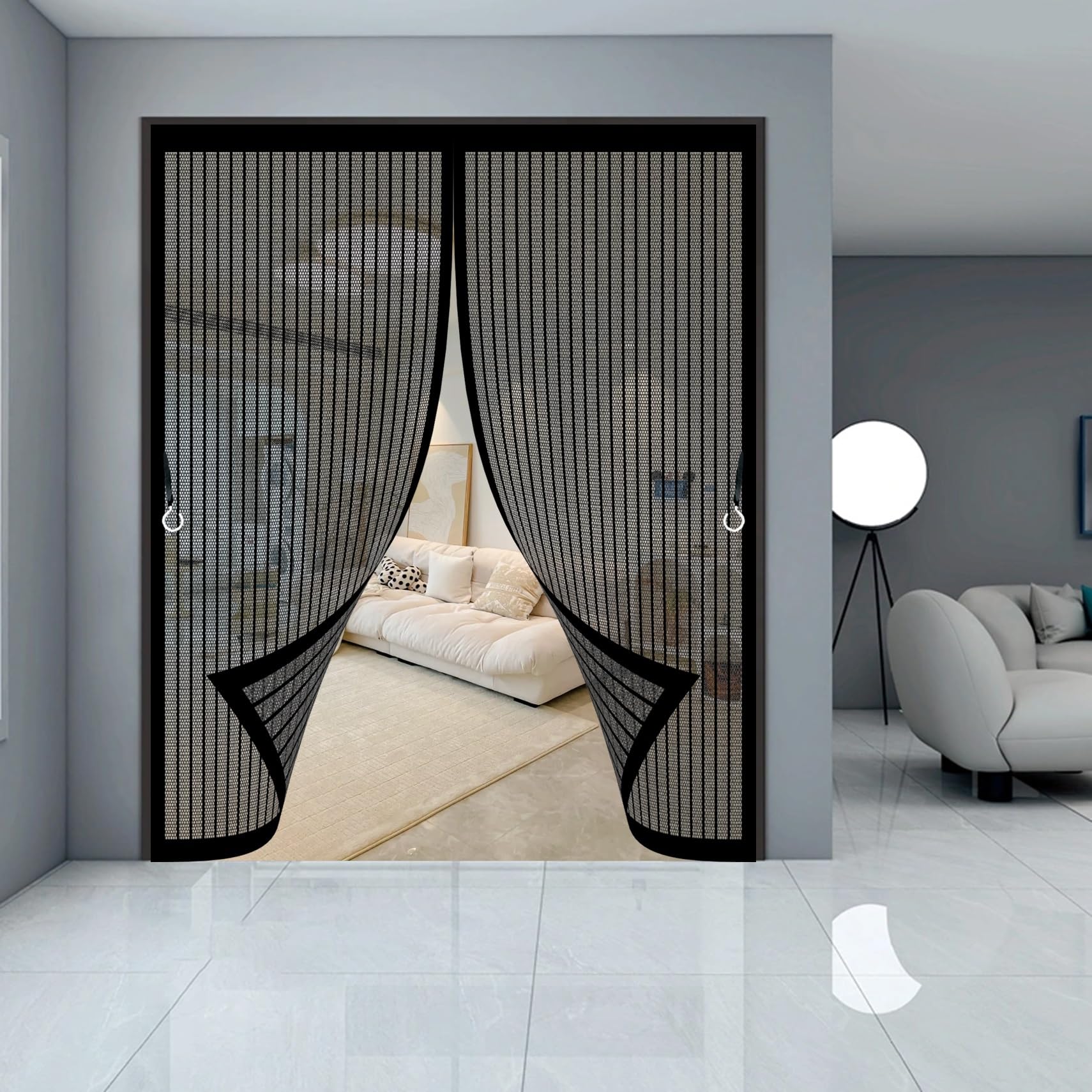 Moustiquaire porte anti-moustique à maille ultra-fine noire