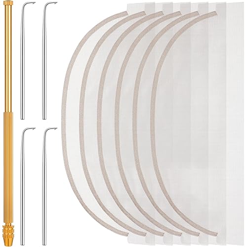 11Pcs Wig Making Kit Including 4Pcs 13 × 4in Wig Lace and Wigs Installation Kit - 4 Ventilating Needles and 1 Brass Ventilating Holder, Comprehensive Wigs Making Supplies for Beginners, Professionals