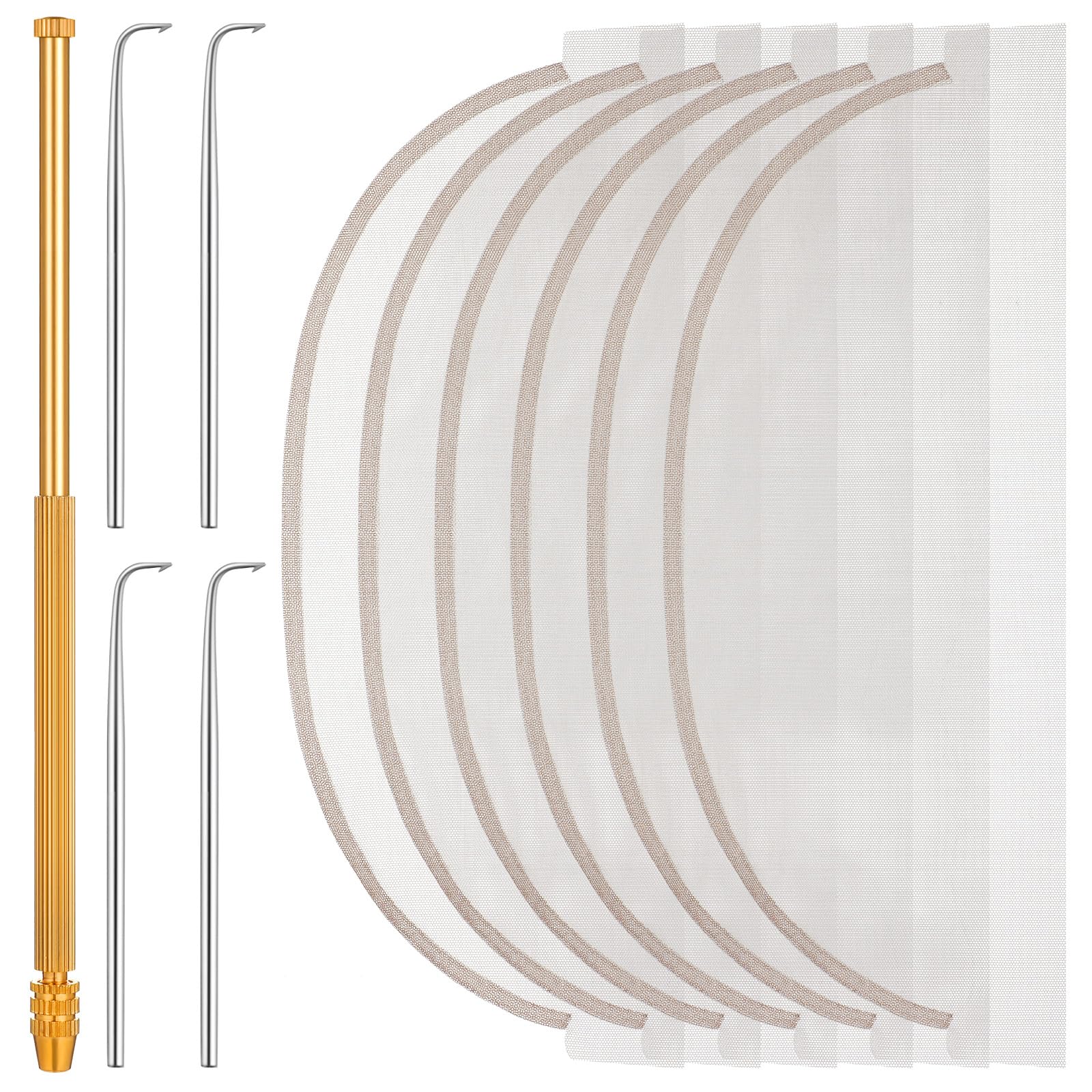 11Pcs Wig Making Kit Including 4Pcs 13 × 4in Wig Lace and Wigs Installation Kit - 4 Ventilating Needles and 1 Brass Ventilating Holder, Comprehensive Wigs Making Supplies for Beginners, Professionals