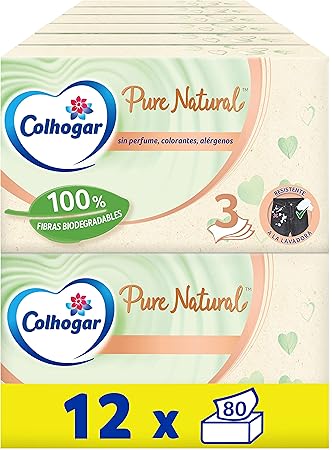 Pack de 12 cajas de pañuelos Colhogar Pure Natural por sólo 22,32€ ¡¡28% de descuento en compra recurrente!!