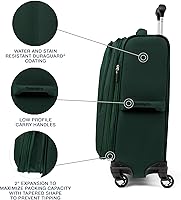 Vista 176 de Travelpro Maxlite 5 - Juego de 2 piezas de equipaje de mano de tela, expandibles con 4 ruedas giratorias, bolso blando para debajo del asiento, Negro