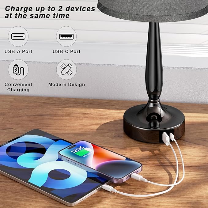 Lámpara de Mesa Táctil Kakanuo con Puerto USB C, Dimmable miniatura 4
