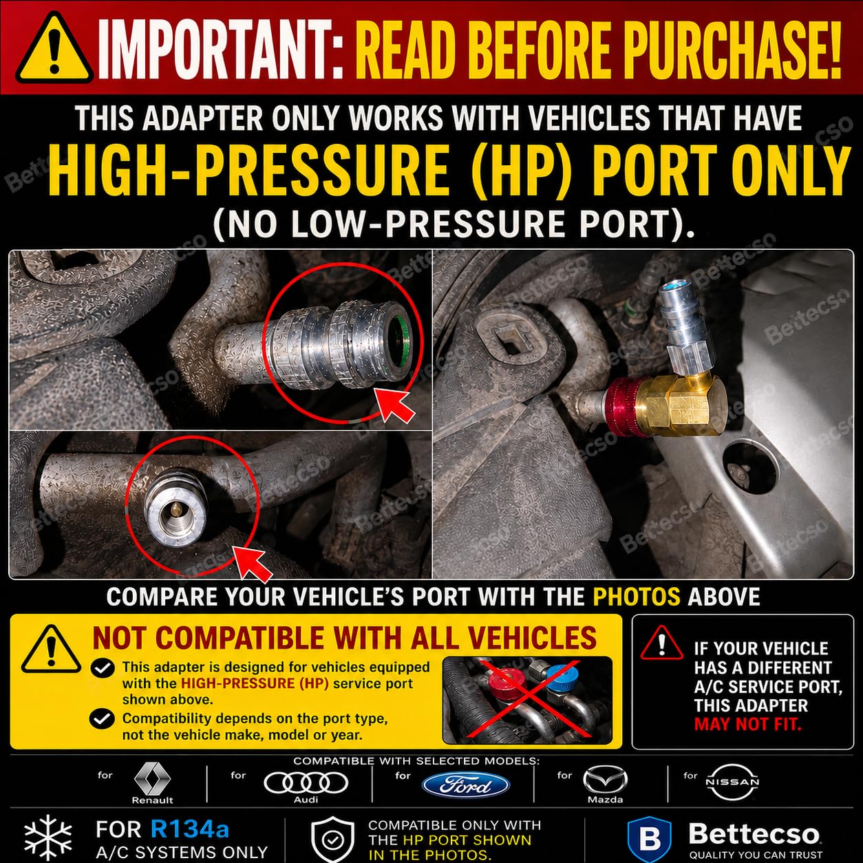 Adaptateur R134a HP vers LP pour Recharge réfrigérant climatisation Voiture | Convertit Port Haute Pression en Basse Pression | pour véhicules sans Port LP (1994-2016)
