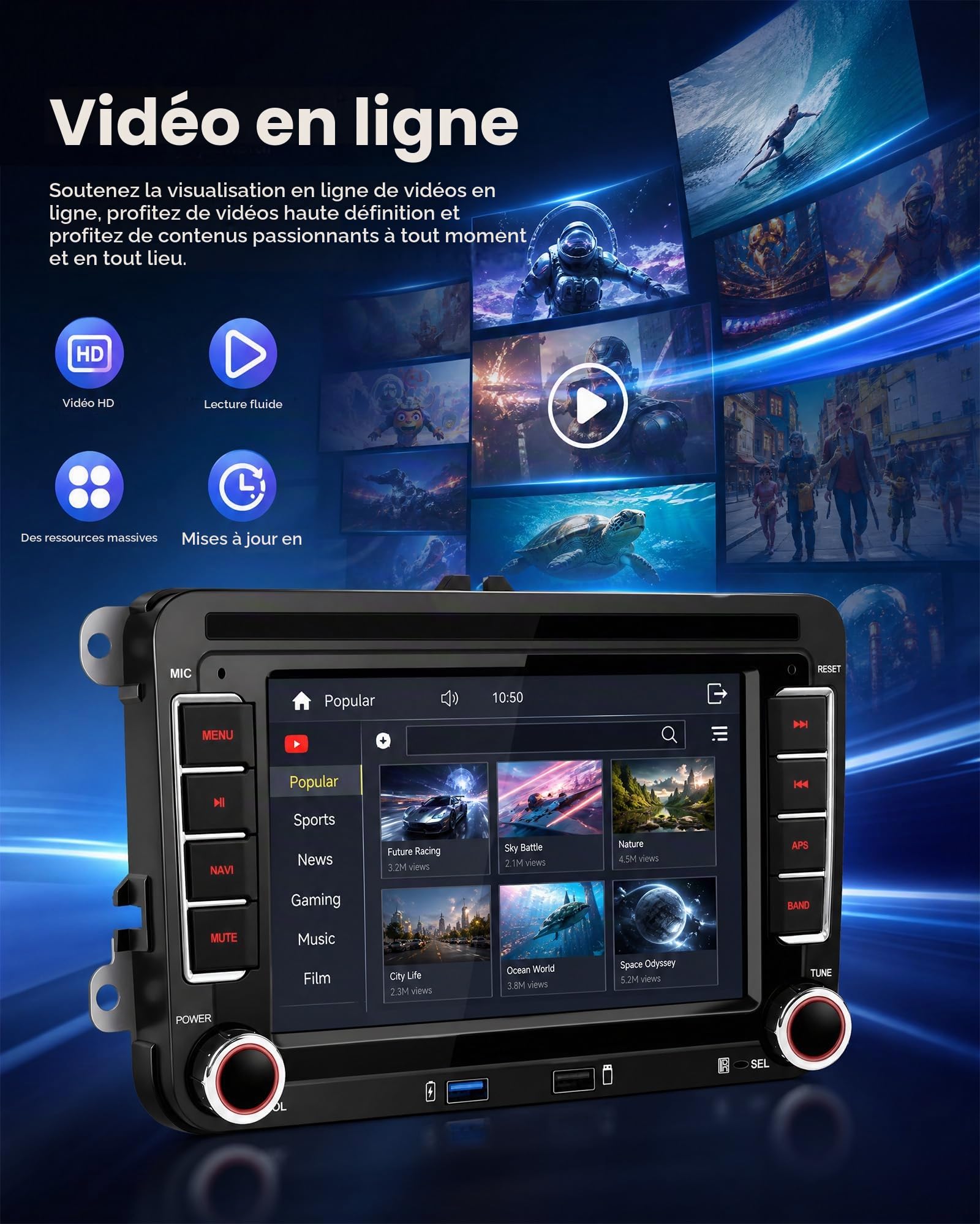 CAMECHO VW Carplay Autoradio pour VW Passat B6/B7 2005-2014 Golf 5 Golf 6