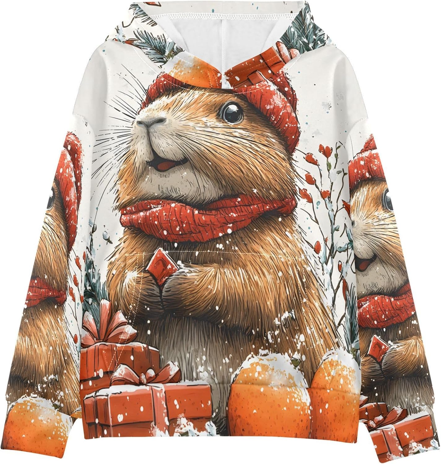 ALAZA Christmas Squirrel Hoodies Sweatshirt for Boys Girls Kids Hooded Pullover Top