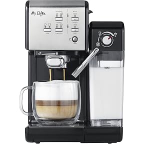Mr. Coffee Espresso and Cappuccino Machine Stainless Steel Programmable Coffee Maker with Automatic Milk Frother 15-Bar Pump Ideal for Home Baristas