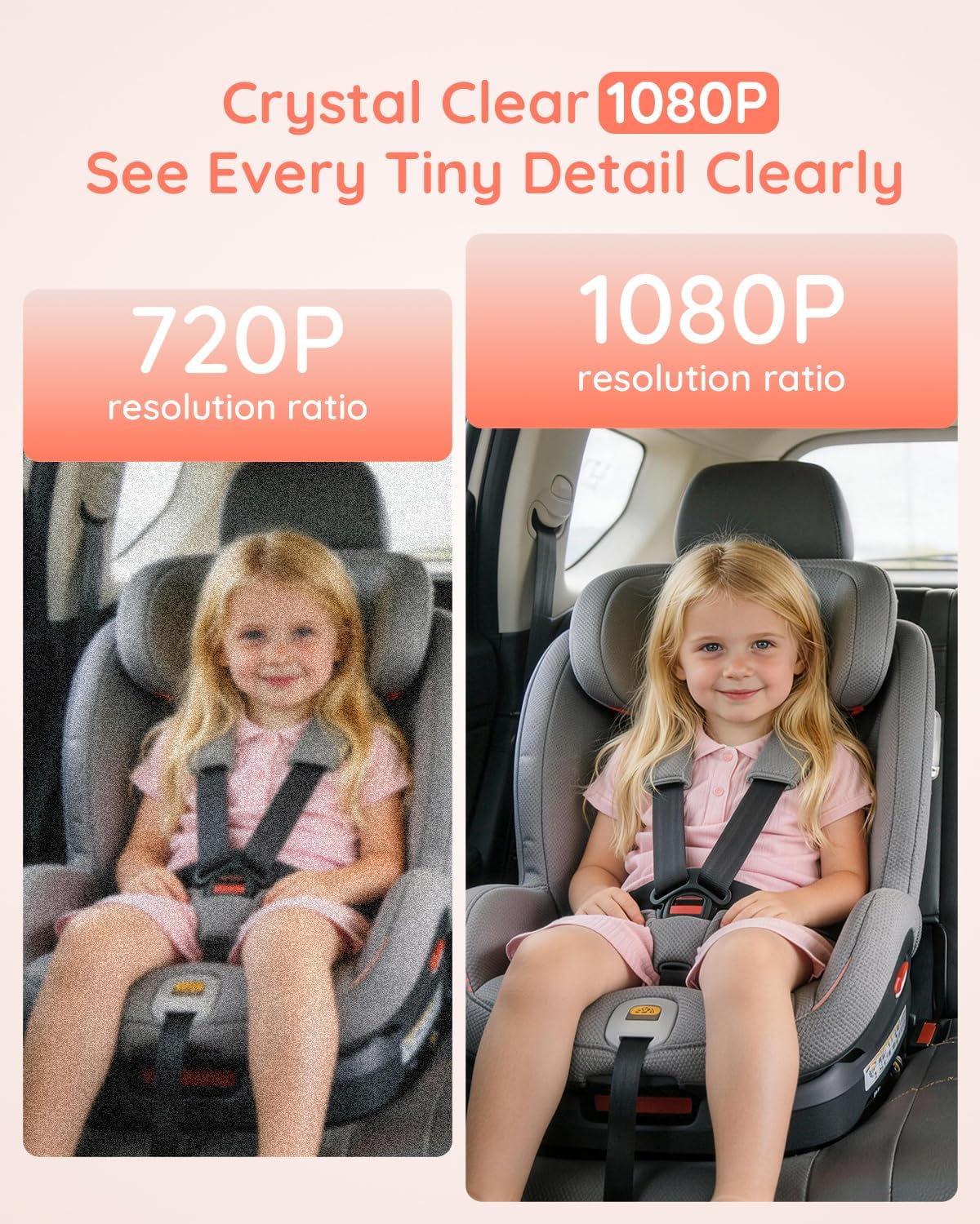 Babyvue BV3 MAX Dual Car Camera Baby Monitor with Recording, 7.2" Split Screen Backseat Camera, 1080P IR Night Vision, Easy Setup for Twins & 2 Kids