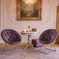 Vista 2 de Magshion Silla platillo para adultos, cómoda silla de sala de estar para dormitorio, esquina, dormitorio, apartamento, asiento circular esponjoso