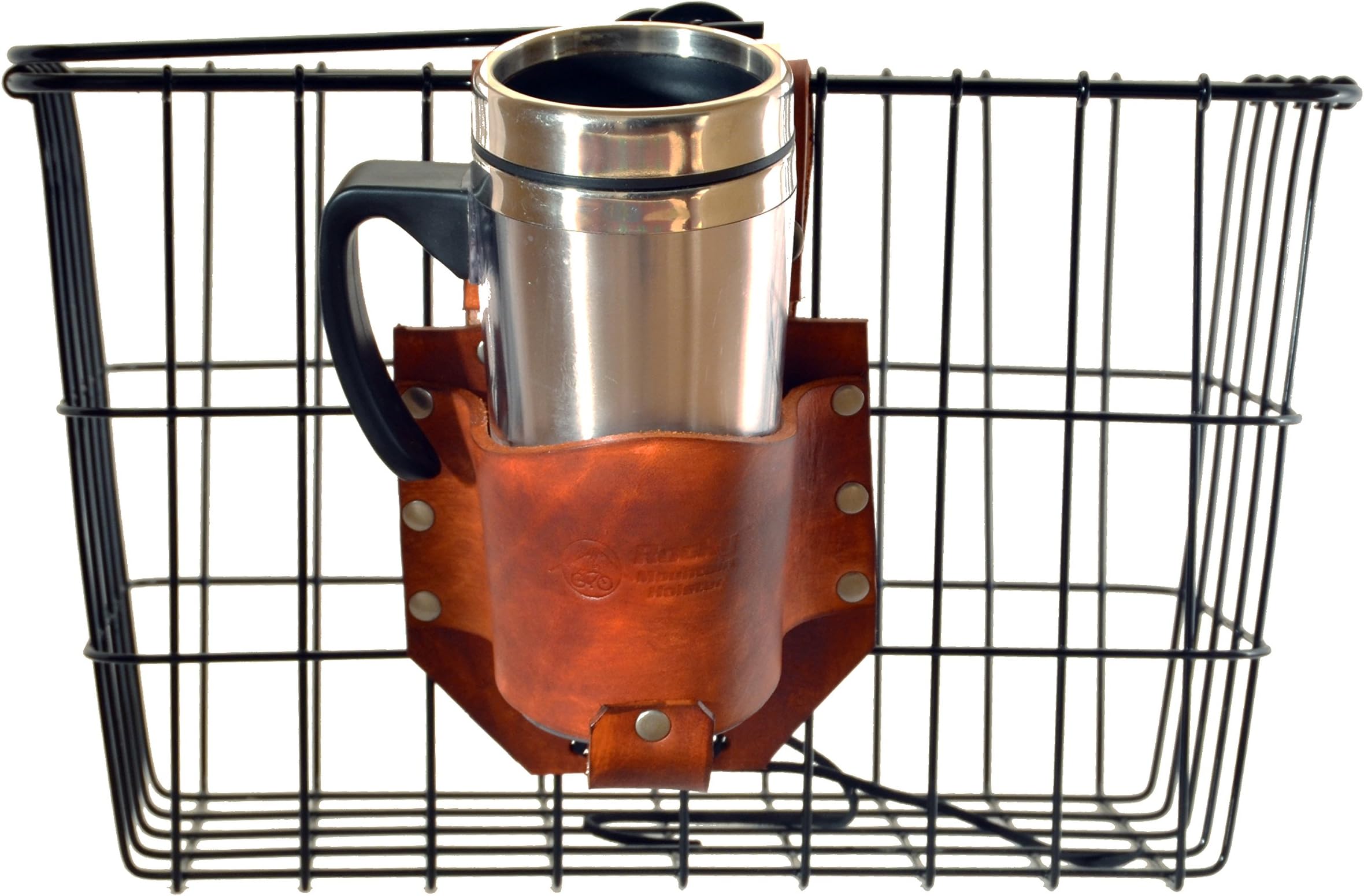 Leather Bicycle Cup Holder - Brown