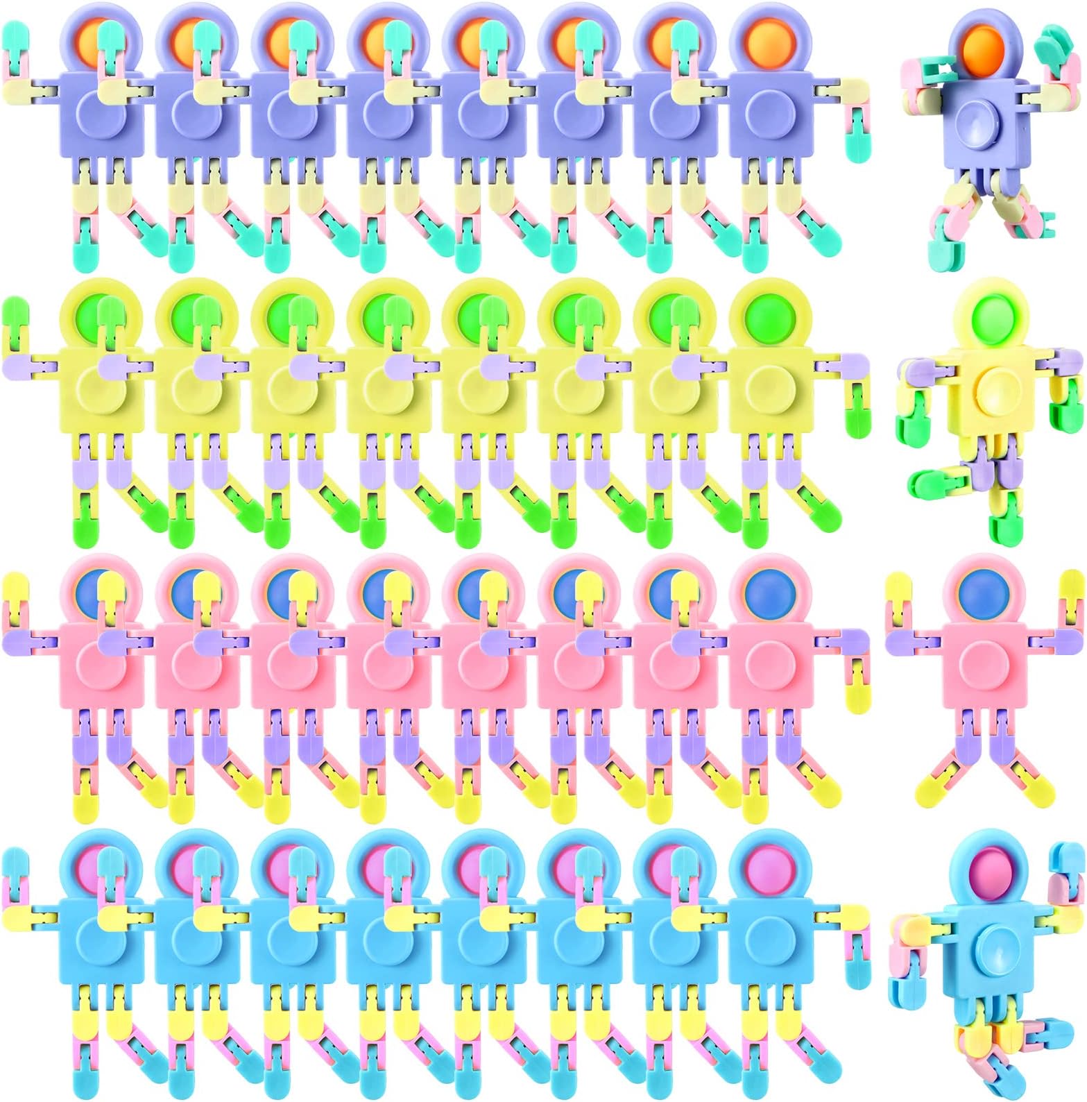 Libima 32 Pcs Robot Fidget Spinner Toys Transformable Sensory Fidget Toys Fingertip Toy Transformable DIY Chain Valentines Day Gifts Men Easter Stocking Stuffers for Teens