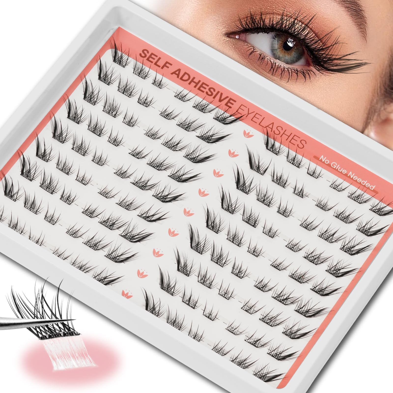 Lash Clusters Fox Eyelash Clusters Extensions Cat Eye Wispy Lash Clusters Pre Glued Self Adhesive Eyelashes Natural Eyelash