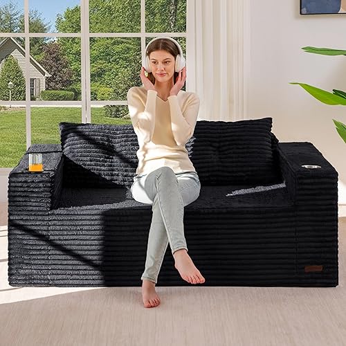 Miniatura 41 de MAXYOYO Sofá modular de 104 pulgadas con diván en forma de L, moderno sofá deshuesado para sala de estar, sofá en una caja, sofá cama de gran tamaño