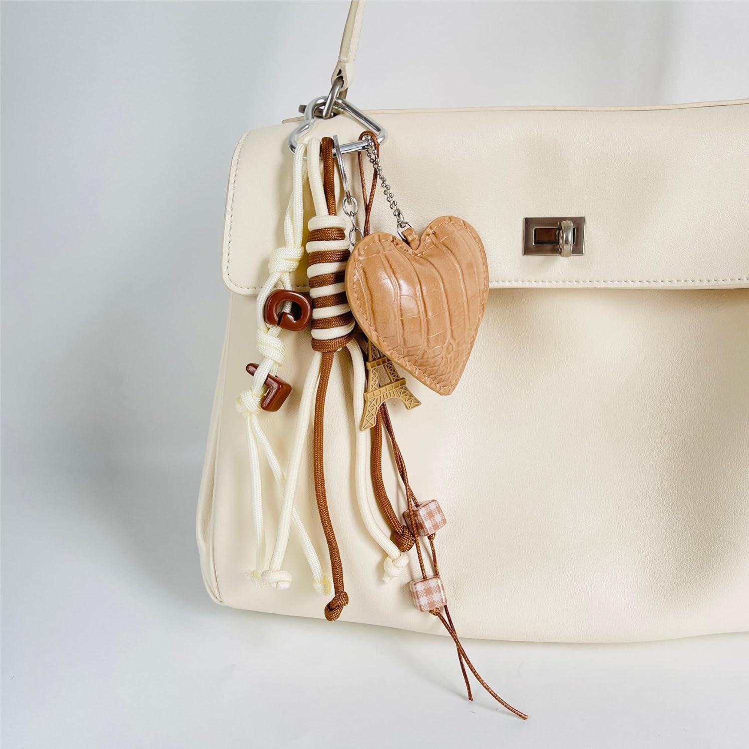 LRTJ Cute Keychains,Leather Heart Bag Charms for Tote Bag,Purse Charms for Handbag for Women - Image 5