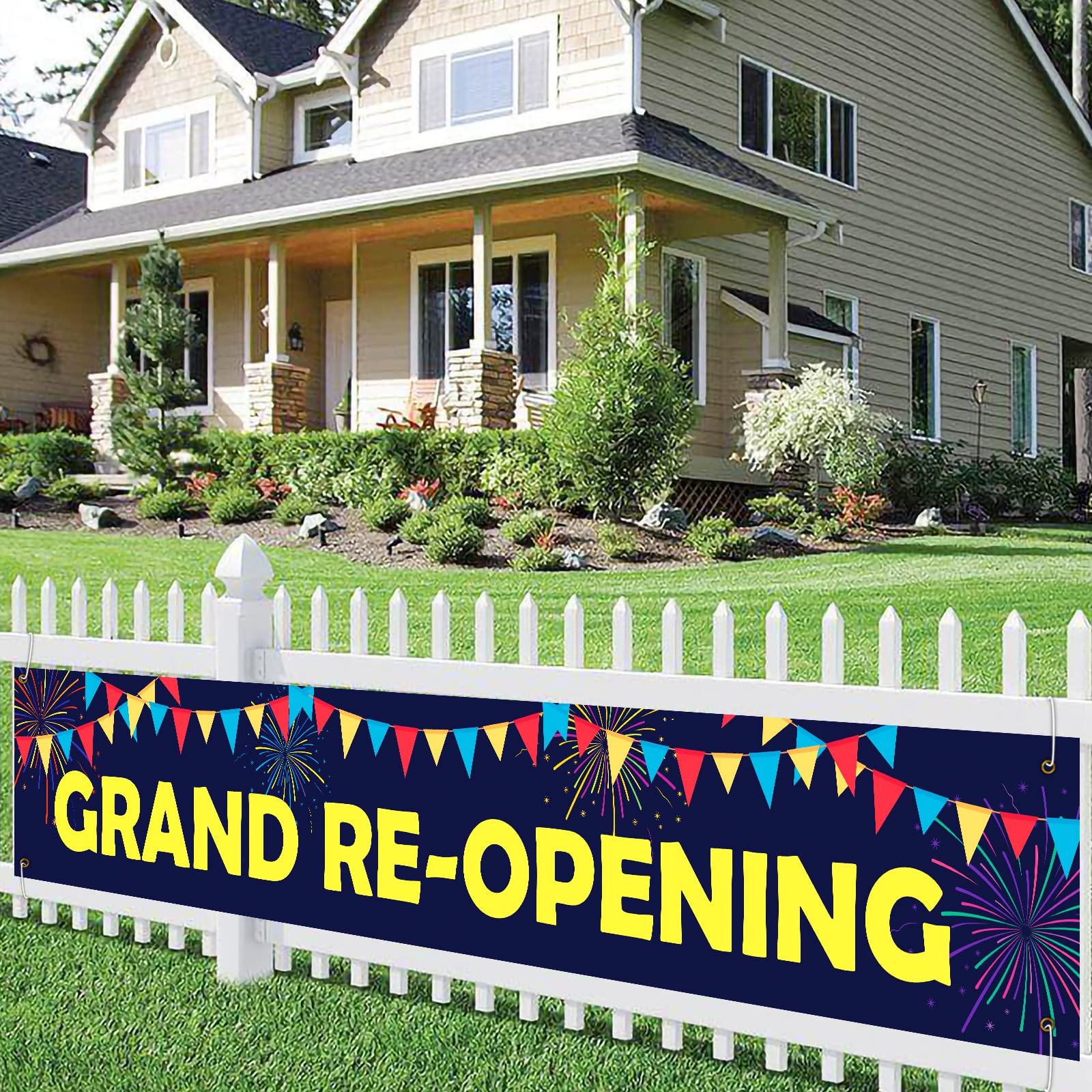 Grand Opening Banner - Re-Opening Banner,New Store Decorations,Grand Party Supplies,Large Advertising Backdrop Decor for Shop Garden Yard Outdoor Sign,9.8X1.6 Ft Multicolor