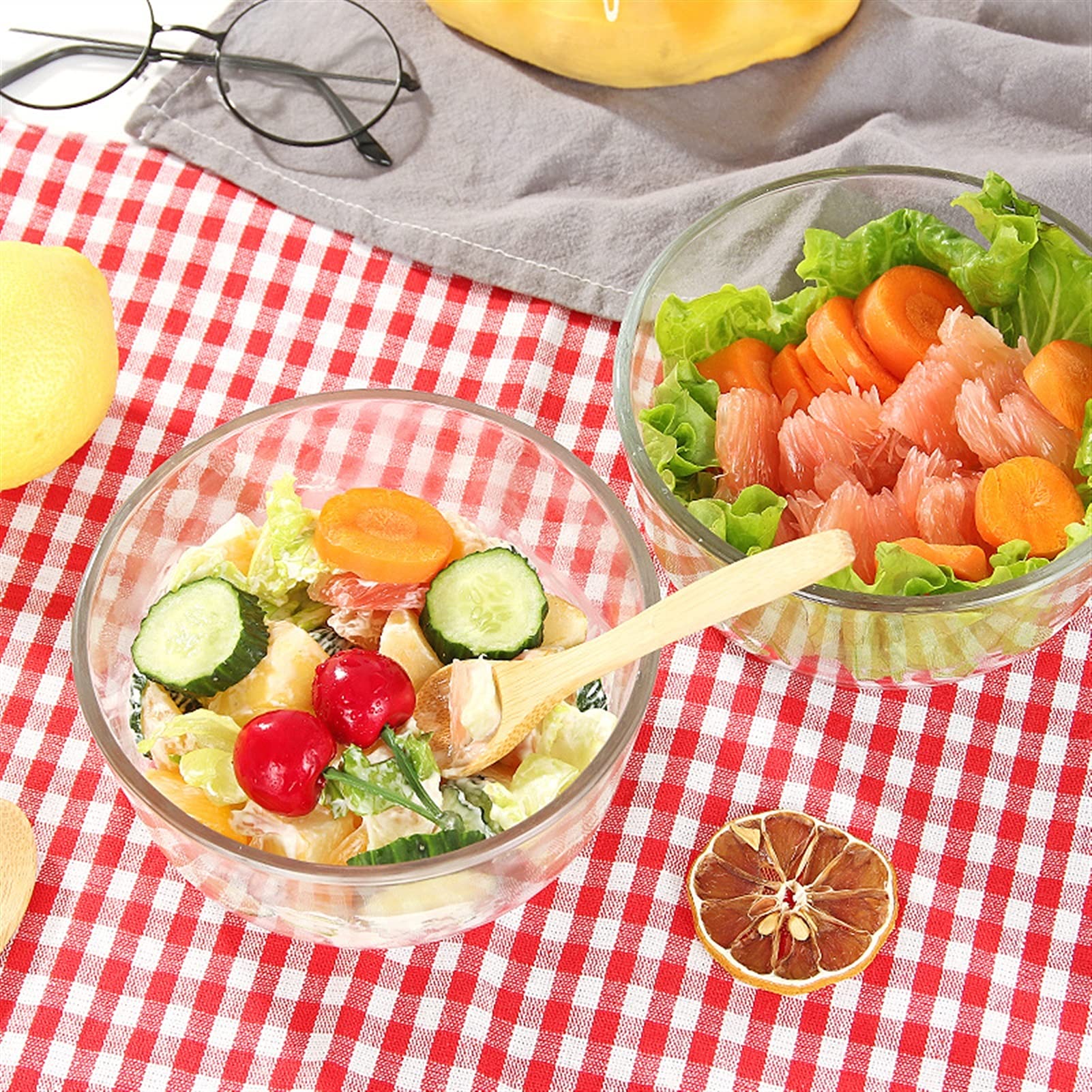Portafrutta, Insalatiera, Ciotole di vetro Ciotole di vetro Insalatiera di vetro trasparente Addensare Frutta resistente al calore Ciotola di stoccaggio for dessert for utensili da cucina Ciotola di m
