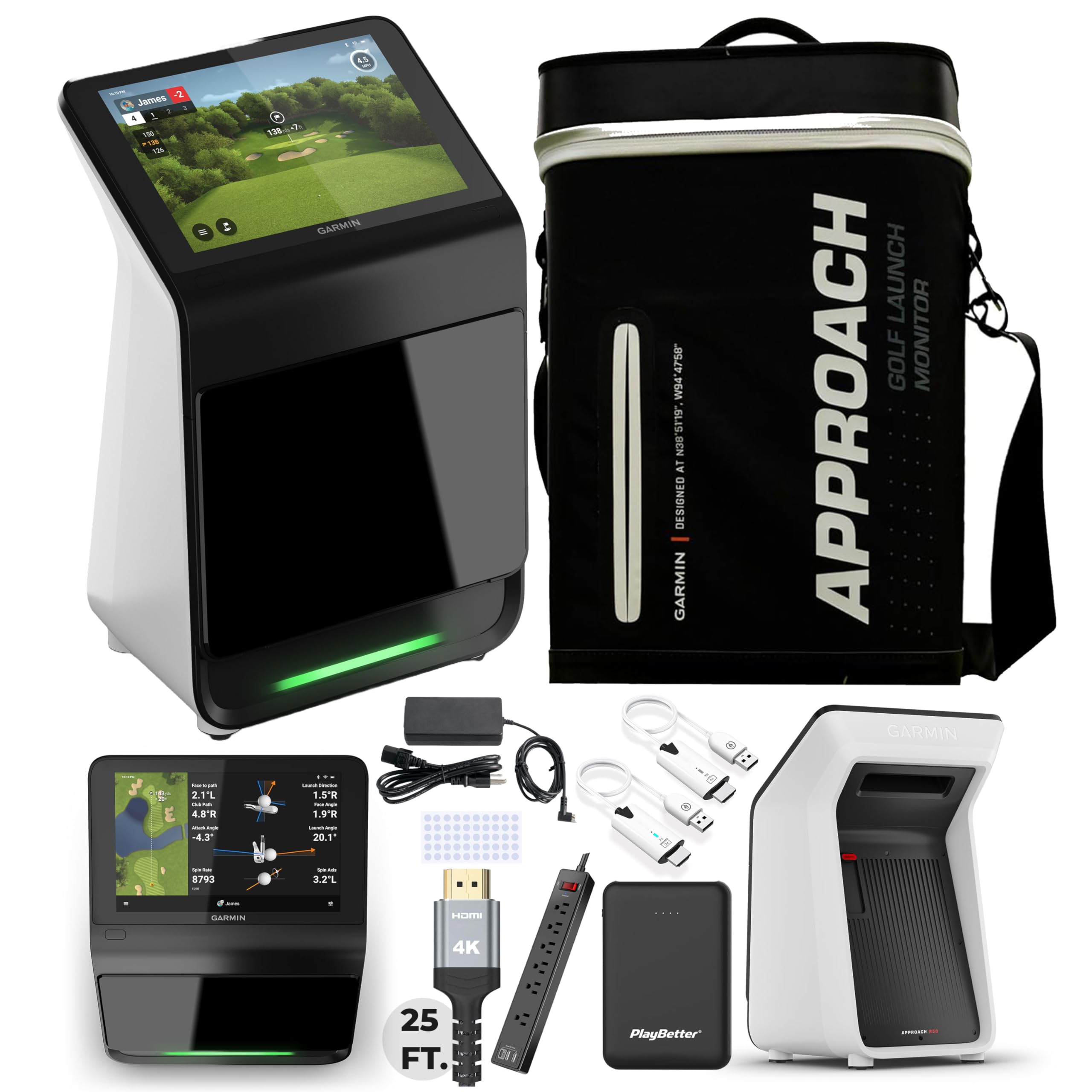 Garmin Approach R50 Premium Golf Launch Monitor Simulator Bundle - Ball Club Metrics Built-in 10 Color Display with
