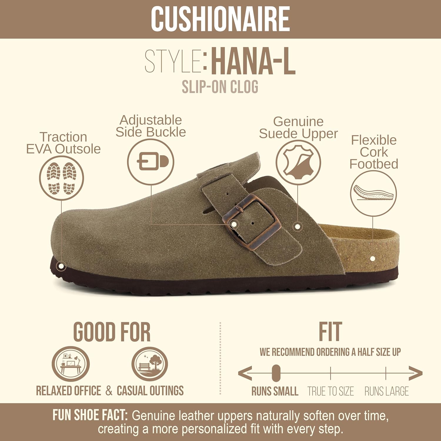 CUSHIONAIRE Hana - Genuine Leather Suede Classic Clog Womens Shoes - Slip On Mule Comfortable Shoes for Women - Image 4