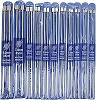 Vista 6 de 11 Pairs Knitting Needle Set, 14 Inches Length Stainless Steel Single Pointed Knitting Needles Kit with Firm Grip Handle for DIY Knitting
