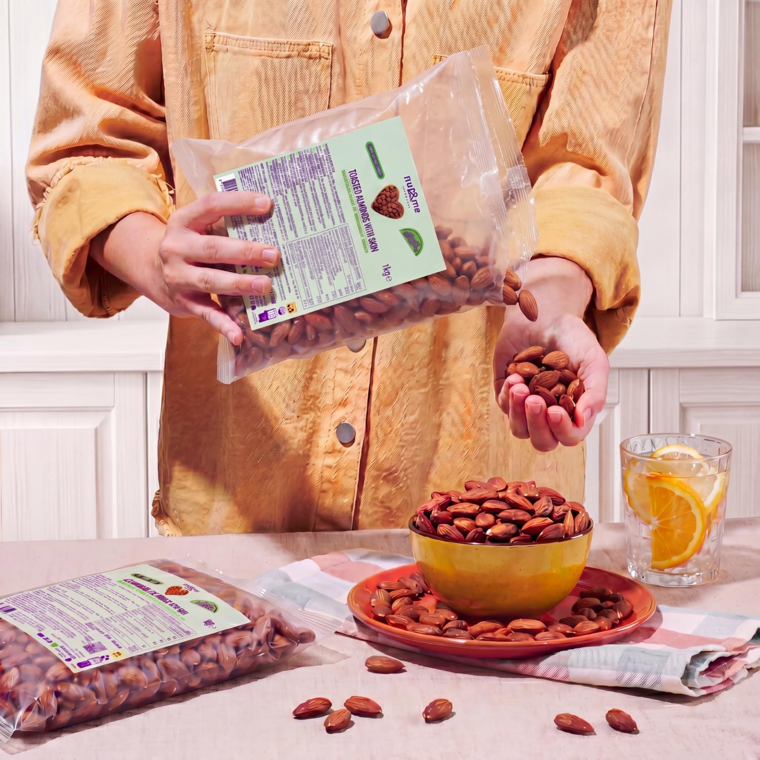 nut&me Almendras tostadas sin sal 1kg Sin gluten Keto Frutos secos Proteina vegana