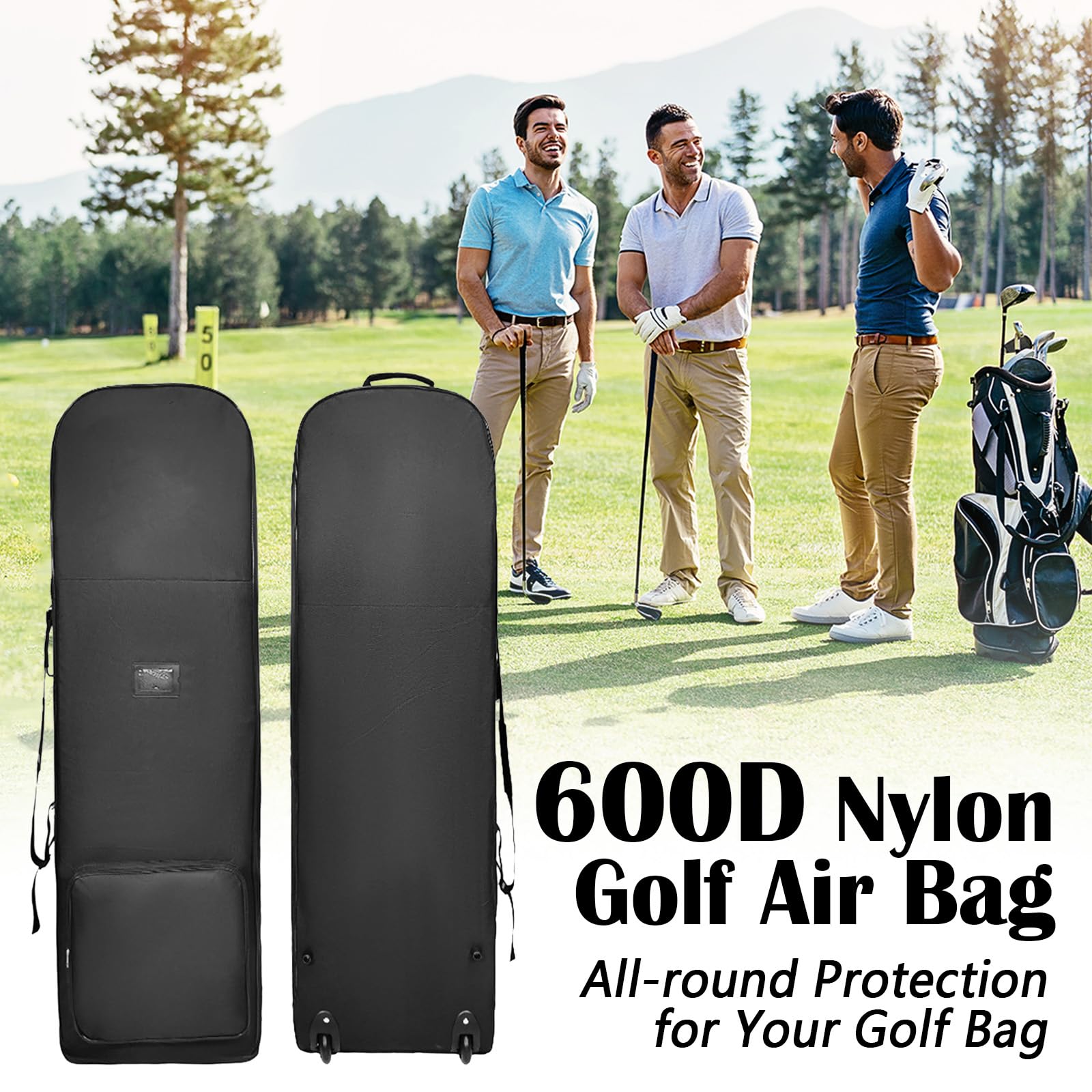 Sac De Club De Golf, Sacs De Voyage De Golf avec roulettes 600D Imperméable Housse De Pluie Anti-Poussière Protection Extérieure Rangement pour Club De Golf Housse De Rangement pour Voyage Et Vols