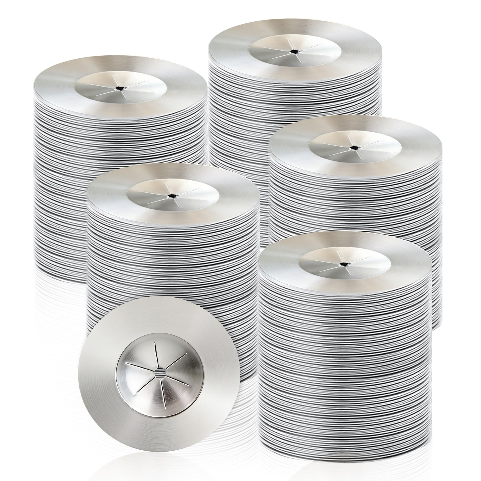 Photo 1 of 1.5 Inch Self Locking Washers, 500pcs Perforated Insulation Pins Flat Washer Round Galvanized Steel Plaster Washers for Wall and Ceiling (500PCS)