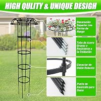 CHEOAR Obelisc de grădină pentru plante cățărătoare, 165 cm, din metal inoxidabil rezistent la intemperii și plastic, pentru trandafiri, clematite și legume, interior/exterior 5